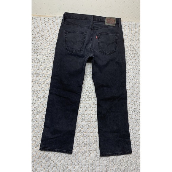 Levis 559 Jeans Mens 34x30 Aprox 34x28 Black  Denim Straight Stretch - Picture 1 of 13